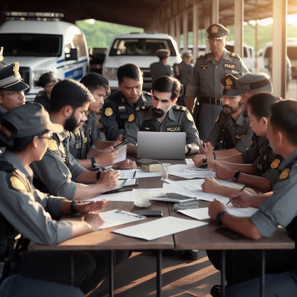 Delegado e agentes PF.
